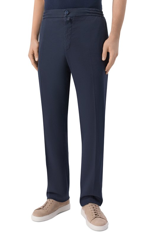 Брюки из хлопка и шелка Kiton UPLACRK0607H Синий  UPLACRK0607H Фото 3
