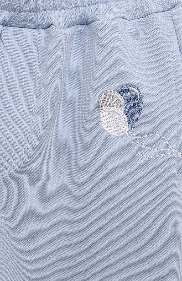 Детские хлопковые джоггеры MONNALISA голубого цвета, арт. 28D400 | Фото 3 (Материал внешний: Хлопок; Нос: Не проставлено; Материал сплава: Проставлено; Кросс-КТ НВ: Джоггеры; Ростовка одежда: 24 мес | 92 см, 36 мес | 98 см)