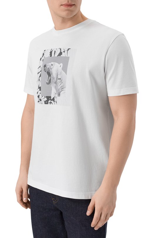 Хлопковая футболка BOSS Orange 50554615 Белый  50554615 Фото 3