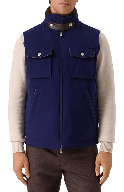 Шерстяной жилет Brunello Cucinelli MM4701646 Синий  MM4701646 Фото 3