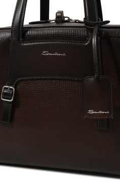 Мужская дорожная сумка SANTONI темно-коричневого цвета, арт. UIBBA2419EN-ATU5N50 | Фото 3 (Размер: large; Материал: Натуральная кожа; Драгоценные камни: Проставлено; Ремень/цепочка: На ремешке; Материал сплава: Проставлено)