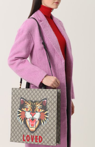 Сумка-тоут gg supreme angry cat GUCCI, арт. 450950/9AV1T, фото 5
