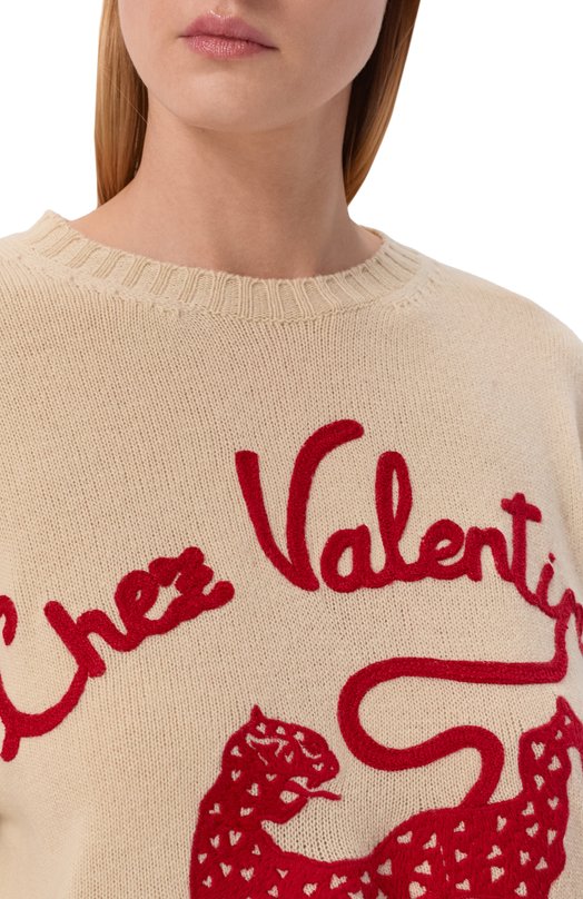 Шерстяной свитер Valentino 8B3KC72N/A5N Кремовый  8B3KC72N/A5N Фото 5