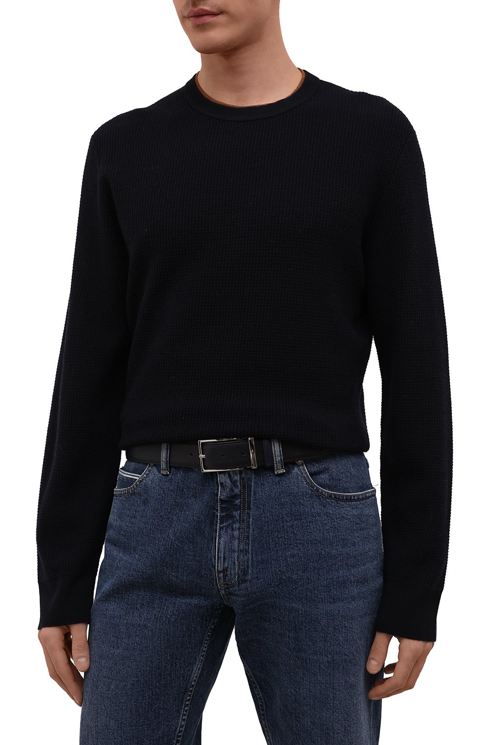 Кожаный ремень DOUCAL'S темно-синего цвета по цене 18300 руб., арт. DC0001I0TAUF0539B00, фото 2 Кожаный ремень DOUCAL'S, арт. DC0001I0TAUF0539B00, фото 2