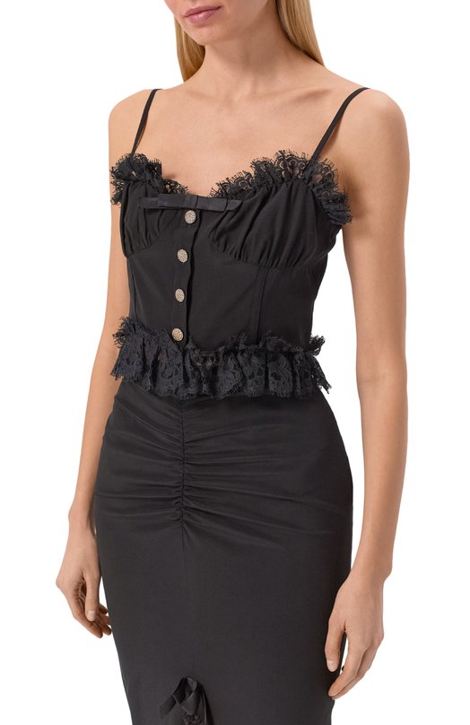 Шелковый топ Alessandra Rich FABX4320/F3057 Чёрный  FABX4320/F3057 Фото 3