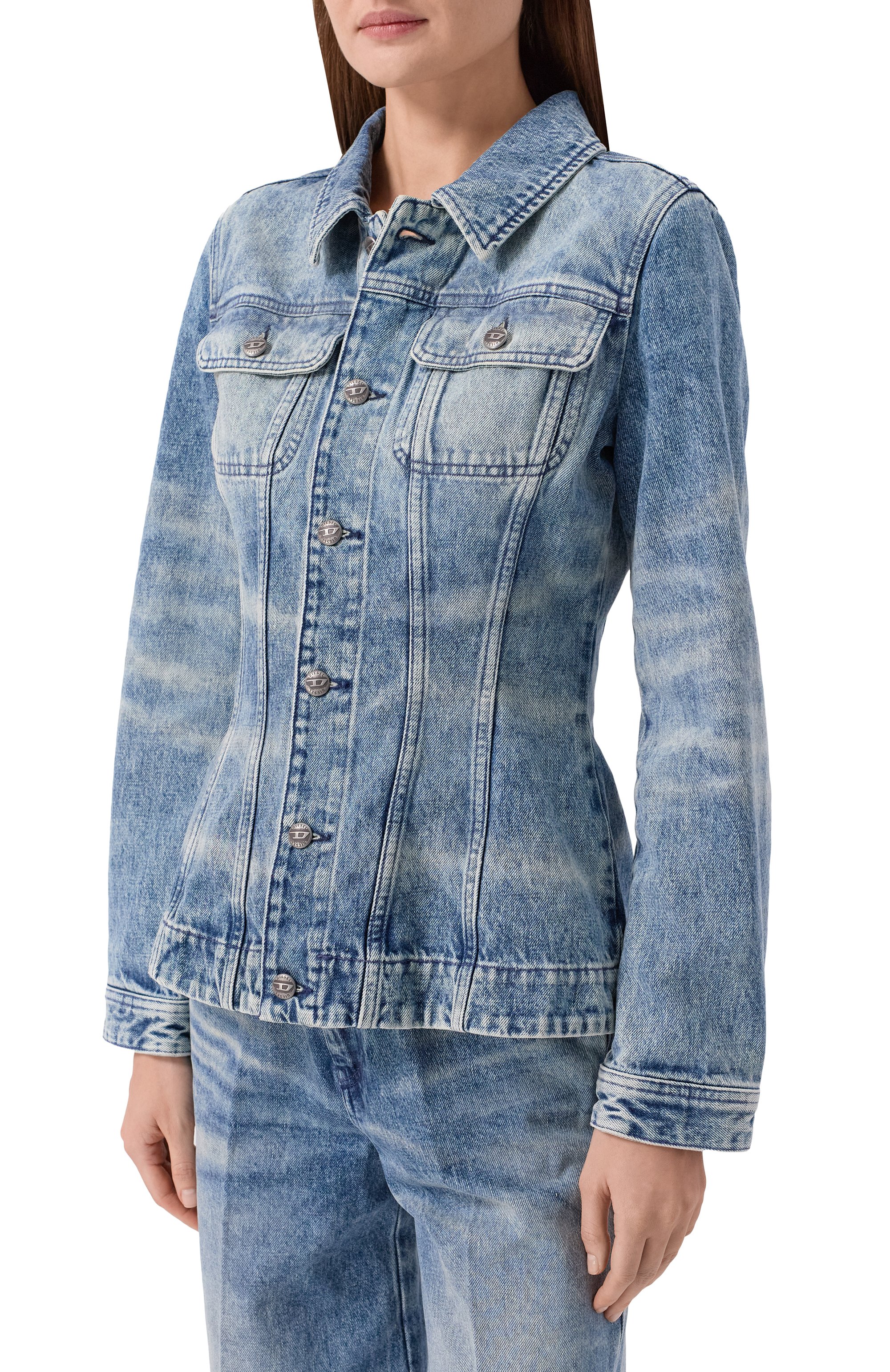 Джинсовая куртка DIESEL голубого цвета по цене 43450 руб., арт. A21389/007DA, фото 3 Джинсовая куртка DIESEL, арт. A21389/007DA, фото 3