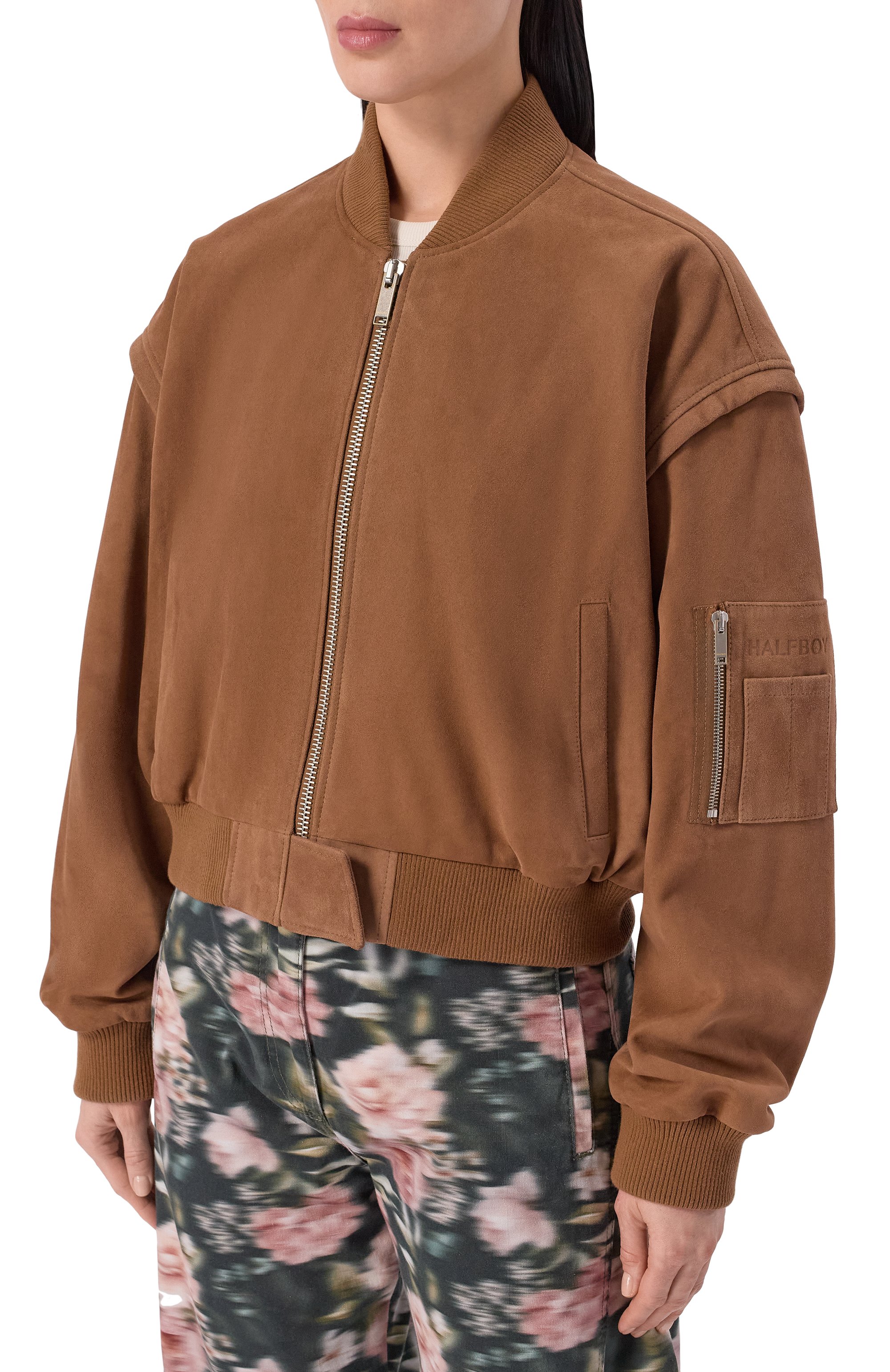 Замшевый бомбер HALFBOY, арт. HS261WL084 LT006/B0MBER CR0P, фото 3