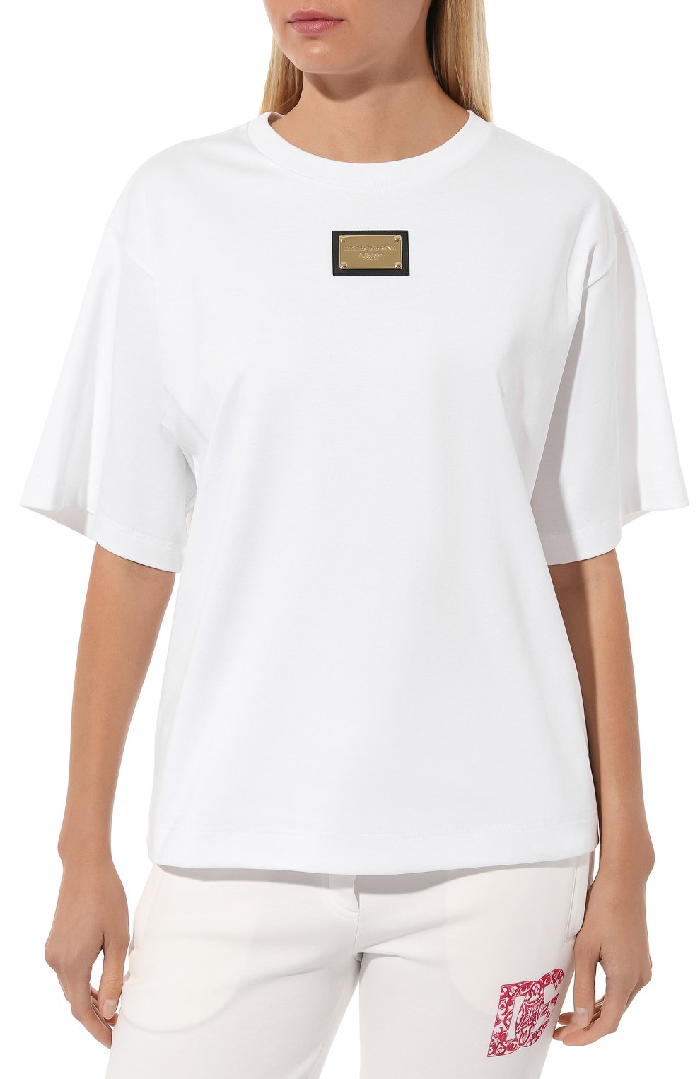 Хлопковая футболка DOLCE & GABBANA белого цвета по цене 72050 руб., арт. F8U11T/HU7H8, фото 3 Хлопковая футболка DOLCE & GABBANA, арт. F8U11T/HU7H8, фото 3