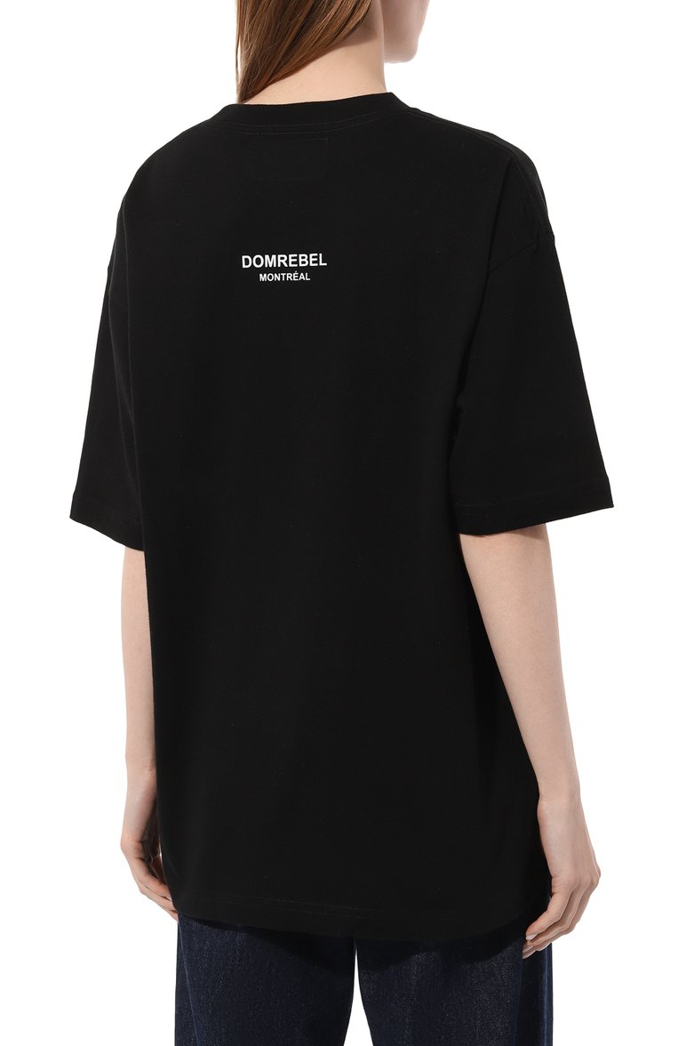 Женская хлопковая футболка DOMREBEL черного цвета, арт. PLAY (CARRY-0VER)/T-SHIRT | Фото 4 (Материал сплава: Проставлено; Материал внешний: Хлопок; Драгоценные камни: Проставлено; Длина (для топов): Стандартные; Рукава: Короткие; Стили: Спорт-шик; Принт: С принтом)