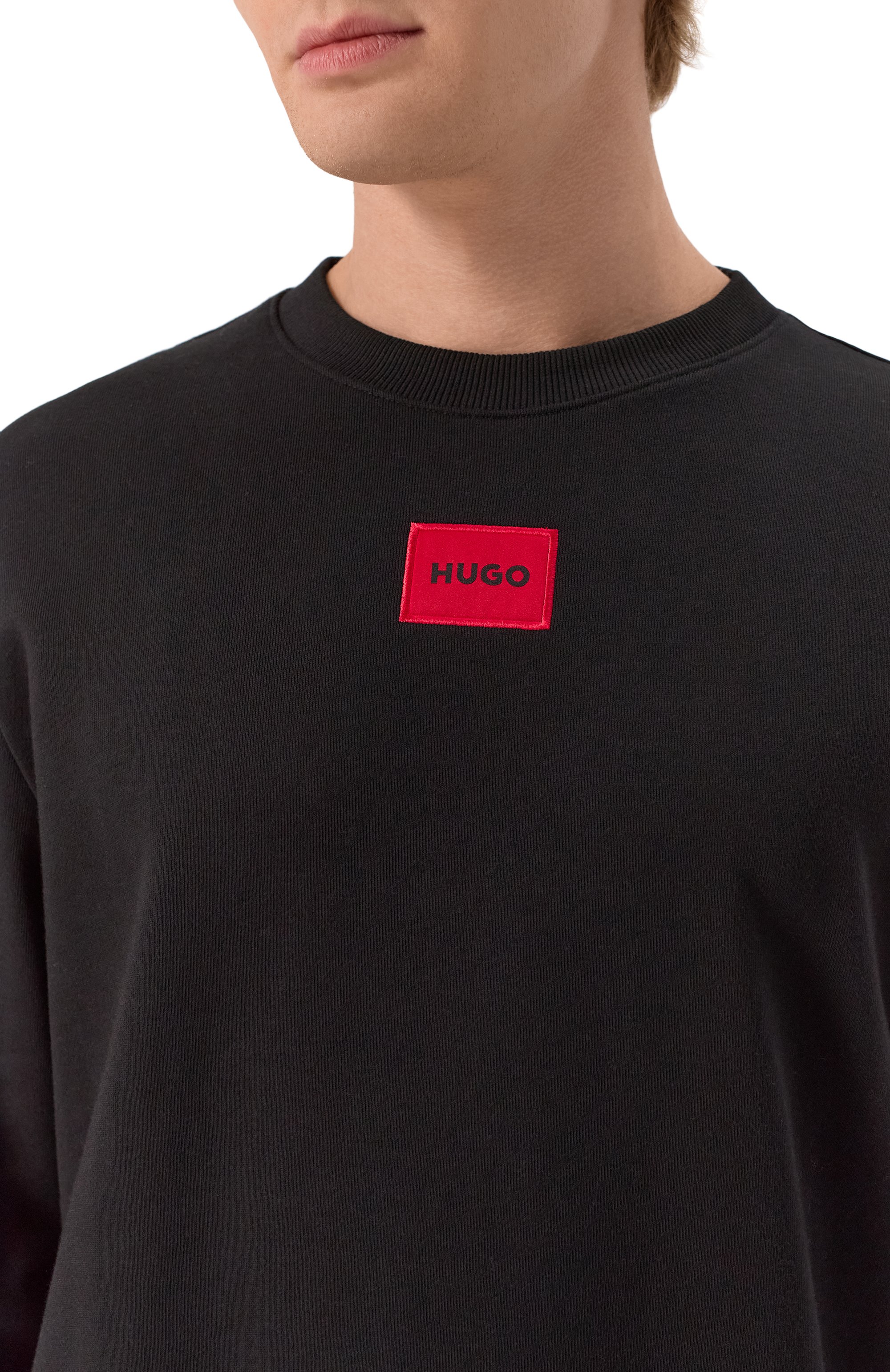 Хлопковый свитшот HUGO черного цвета по цене 12500 руб., арт. 50447964, фото 5 Хлопковый свитшот HUGO, арт. 50447964, фото 5