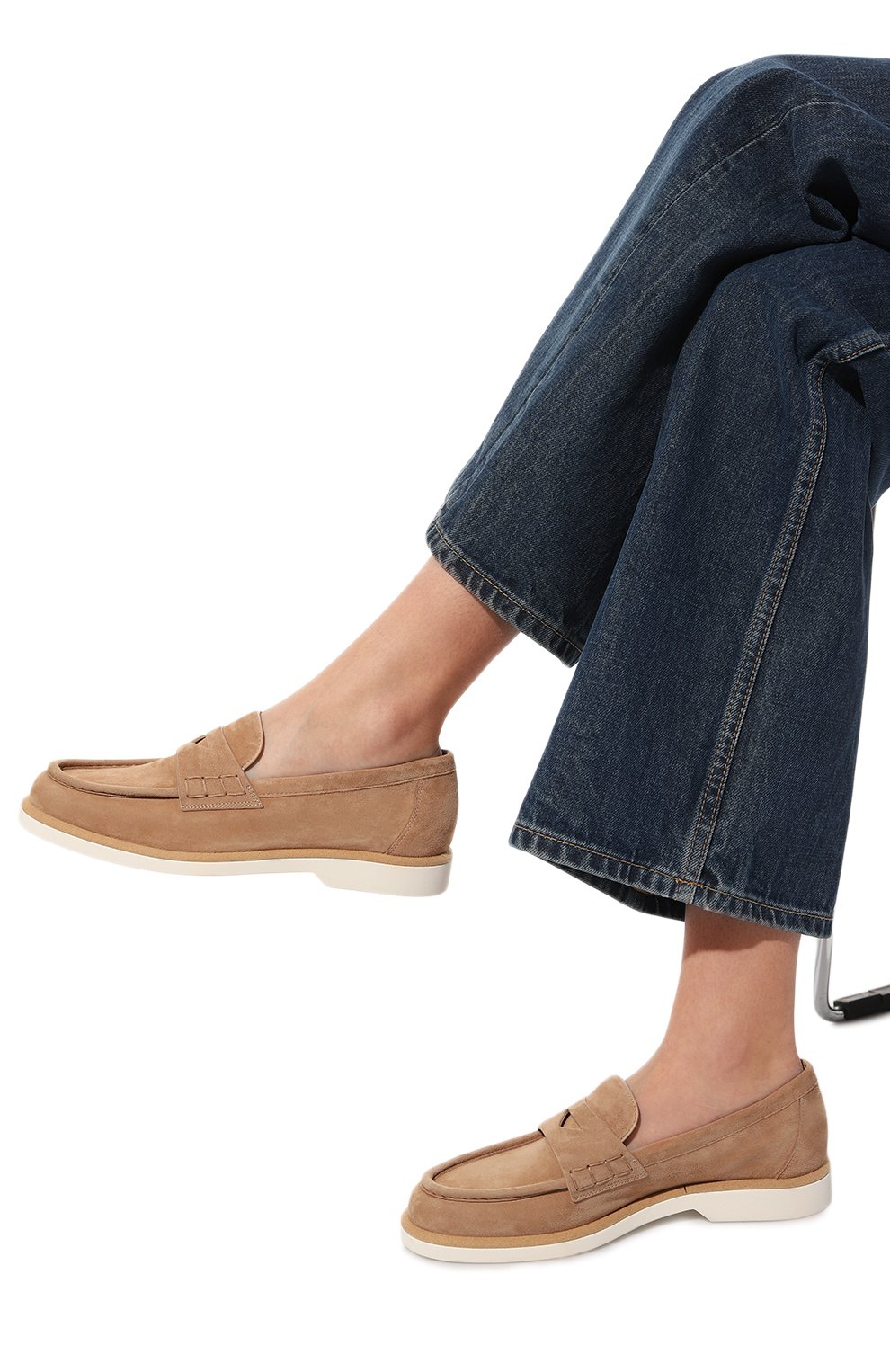 Замшевые пенни-лоферы SANTONI, арт. WUQY59818BIASLH0M35, фото 3