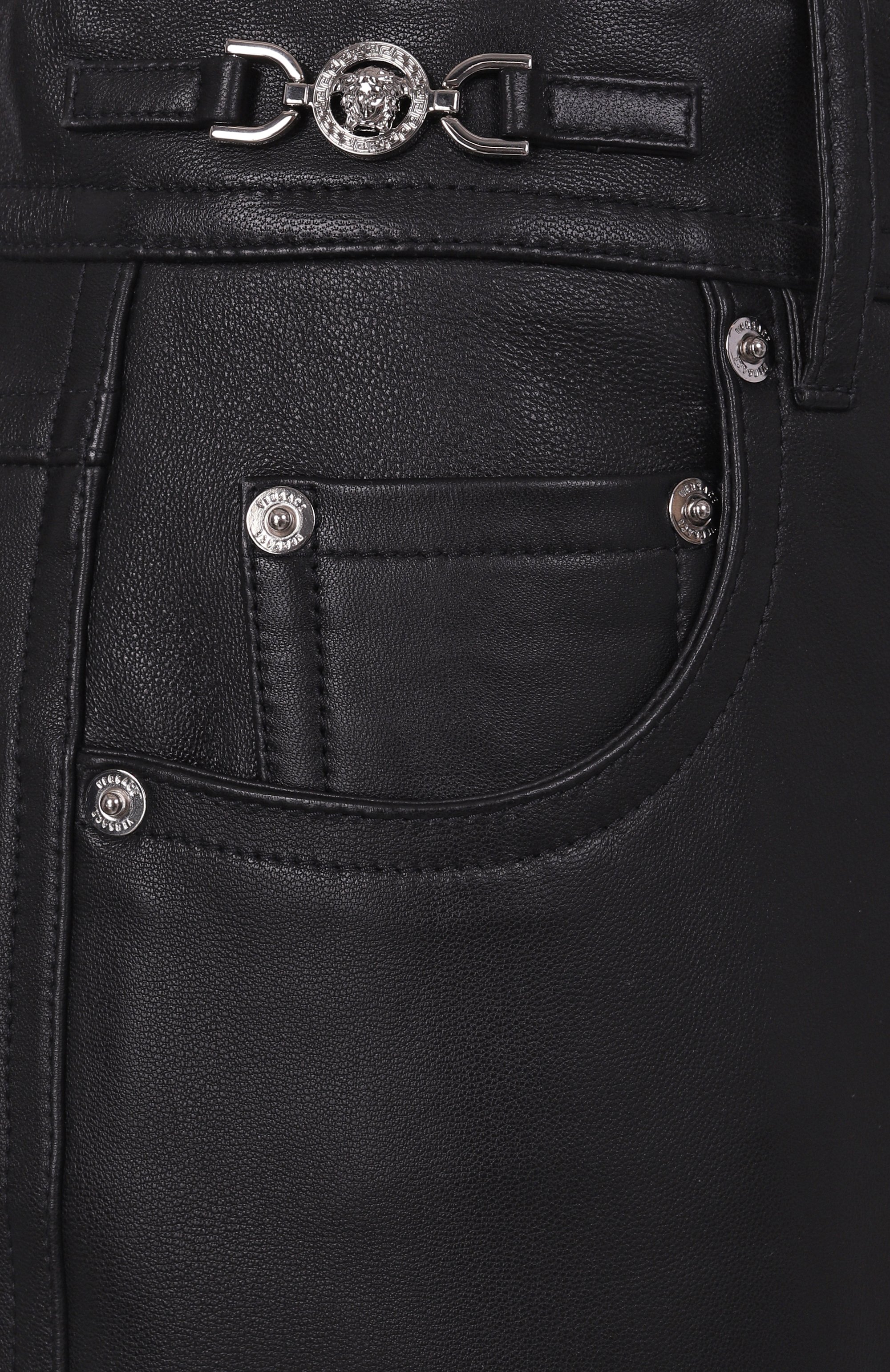 Кожаные брюки VERSACE, арт. 1018058/1A13558, фото 6