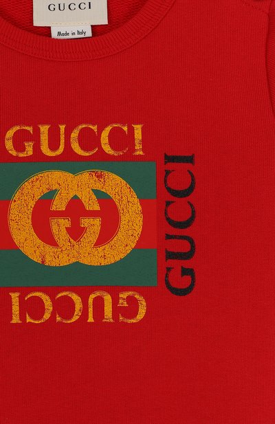 Хлопковый свитшот с логотипом бренда GUCCI красного цвета по цене 19950 руб., арт. 497819/X9P52, фото 3 Хлопковый свитшот с логотипом бренда GUCCI, арт. 497819/X9P52, фото 3