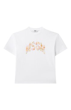 Детская хлопковая футболка MSGM KIDS белого цвета, арт. S5MSJGTH105 | Фото 1 (Рукава: Короткие; Материал сплава: Проставлено; Драгоценные камни: Проставлено; Девочки Кросс-КТ: футболка-одежда; Материал внешний: Хлопок; Ростовка одежда: 6 лет | 116 см, 8 лет | 128 см, 10 - 11 лет | 140 - 146см, 12 лет | 152 см, 13 - 15 лет | 158 см)