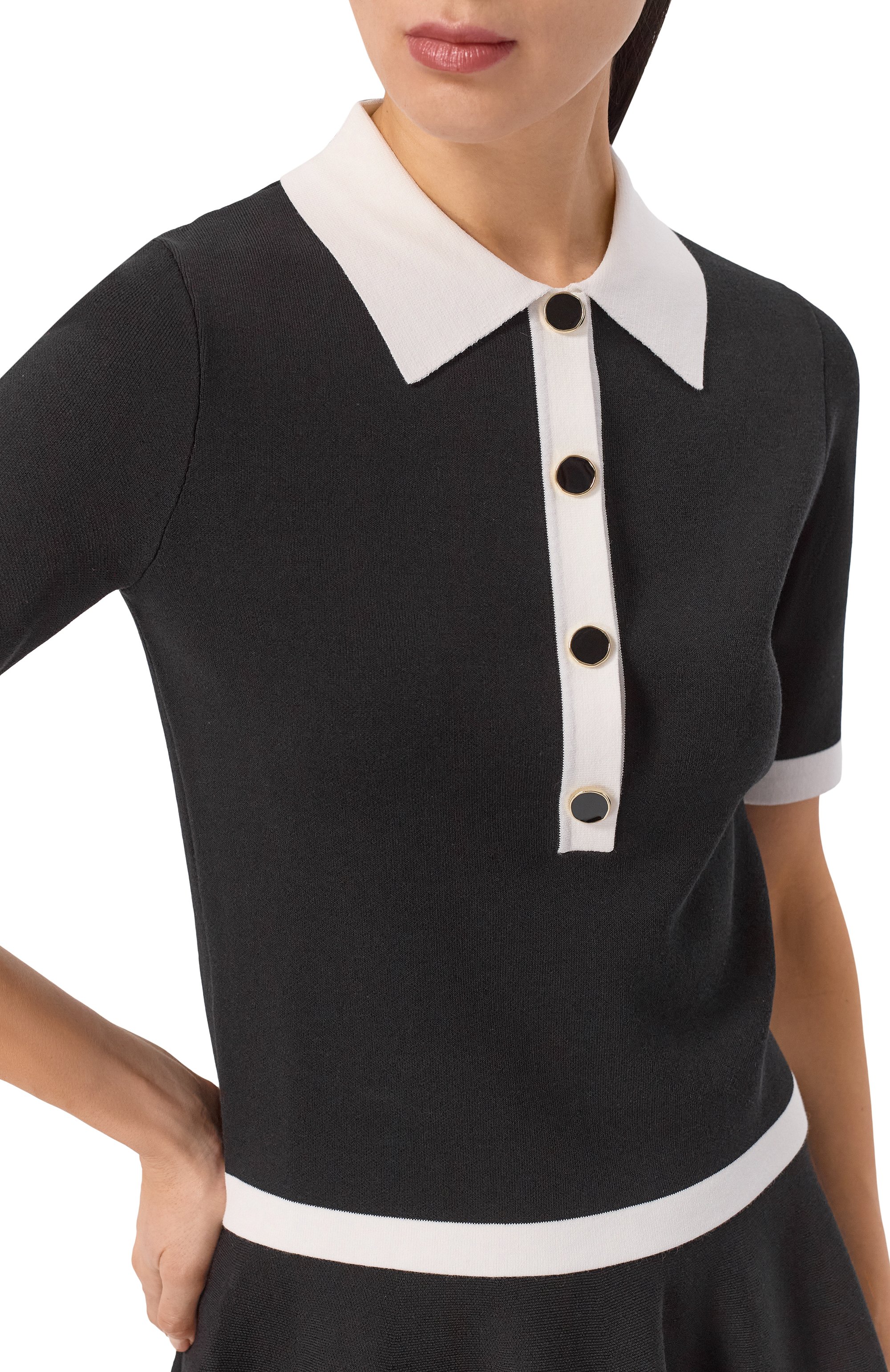 Поло из хлопка и вискозы NINA RICCI, арт. 26PMPU010/ML0596, фото 5