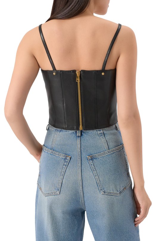 Кожаный топ Balmain CF1AA285/LC62 Чёрный  CF1AA285/LC62 Фото 4