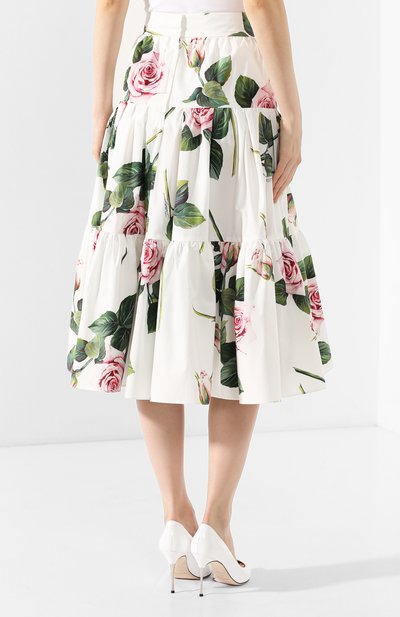 Хлопковая юбка DOLCE & GABBANA белого цвета по цене 117000 руб., арт. F4BM0T/HS5FZ, фото 4 Хлопковая юбка DOLCE & GABBANA, арт. F4BM0T/HS5FZ, фото 4
