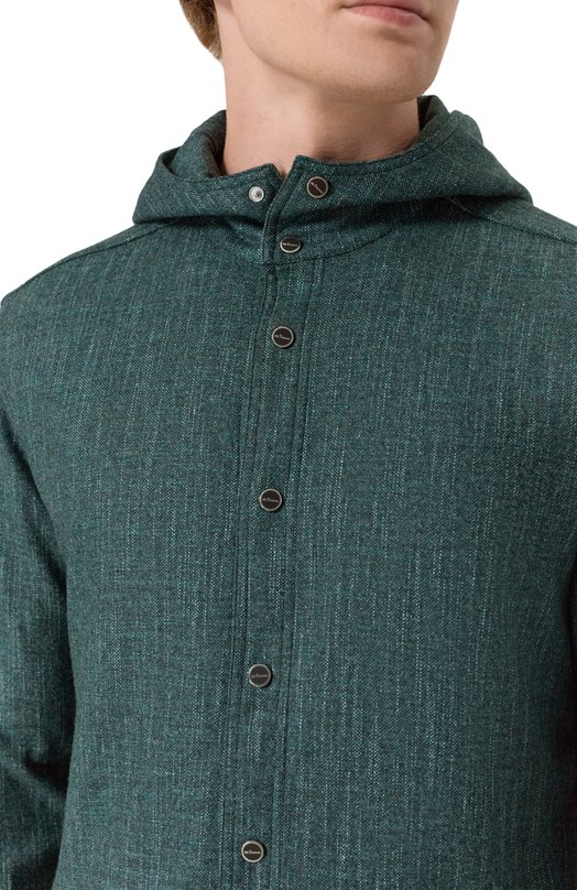 Рубашка из шерсти и шелка Kiton UMCMARK0119G12 Зелёный  UMCMARK0119G12 Фото 5