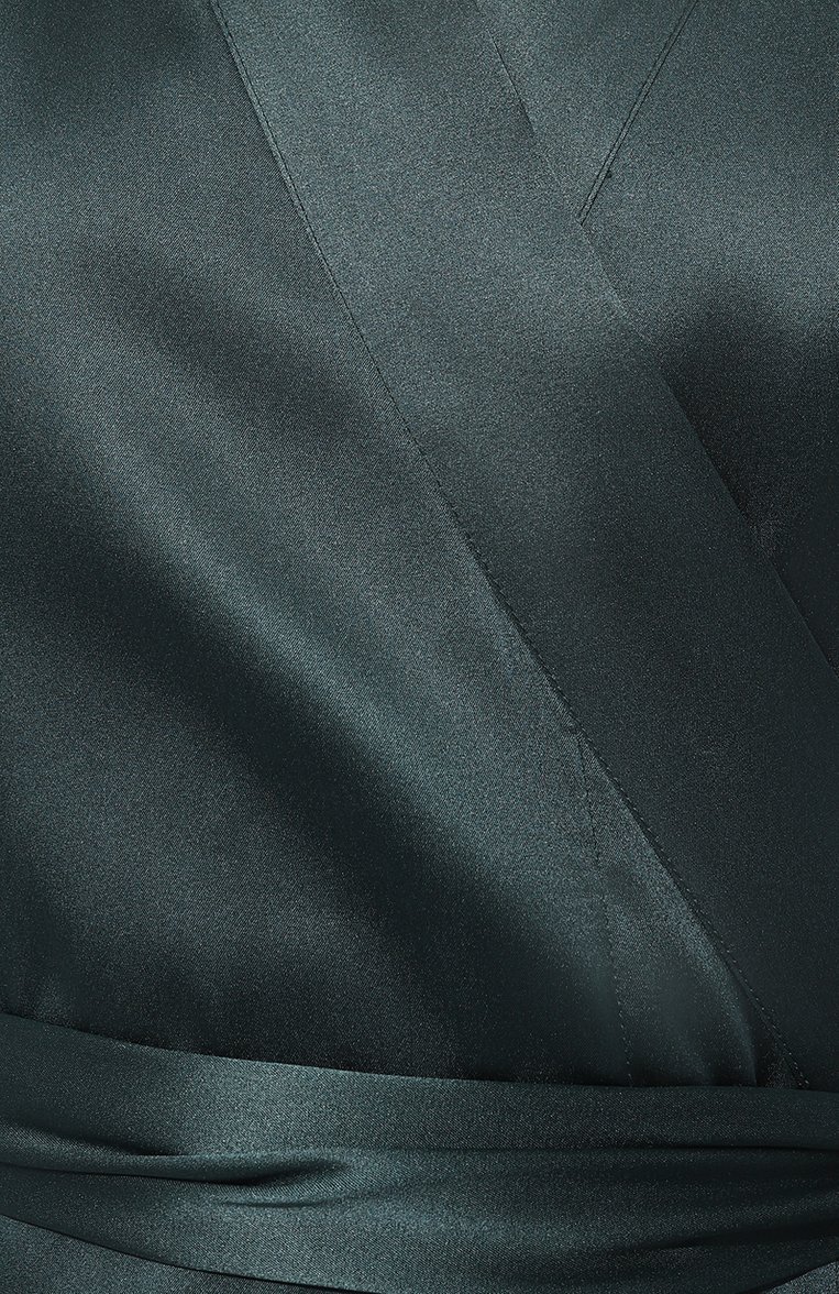 Женский шелковый халат MARJOLAINE изумрудного цвета, арт. 4SOP2001 | Фото 5 (Материал внешний: Шелк; Материал сплава: Проставлено; Нос: Не проставлено)