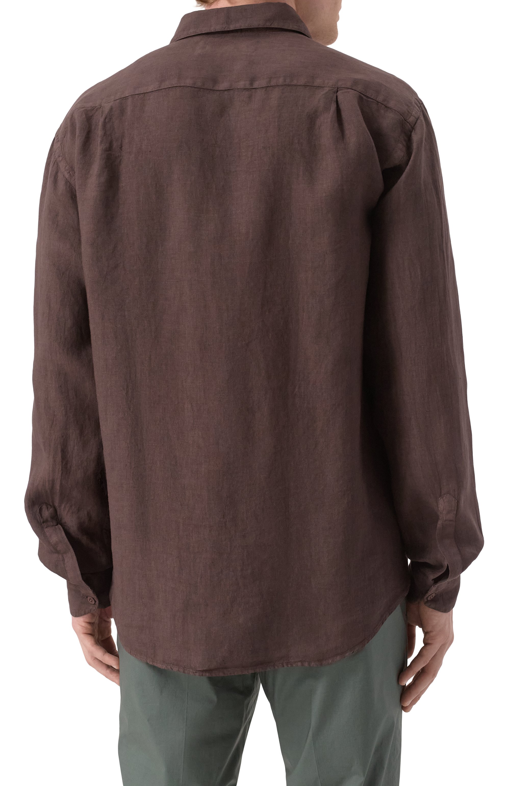 Льняная рубашка INLINUM темно-коричневого цвета по цене 26350 руб., арт. VALENTIN0_21, фото 4 Льняная рубашка INLINUM, арт. VALENTIN0_21, фото 4