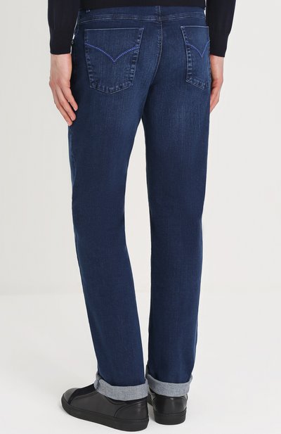 Джинсы прямого кроя с отделкой из кожи крокодила ZILLI, арт. 6130032002, фото 4