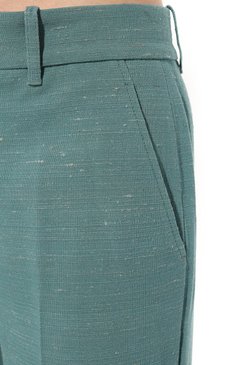 Женские брюки из шерсти и шелка GUCCI голубого цвета, арт. 622206 ZAD0D | Фото 5 (Стили: Ретро; Материал внешний: Шерсть, Шелк; Длина (брюки, джинсы): Станда�ртные; Женское Кросс-КТ: Брюки-одежда; Материал сплава: Проставлено; Силуэт Ж (брюки и джинсы): Расклешенные; Драгоценные камни: Проставлено)