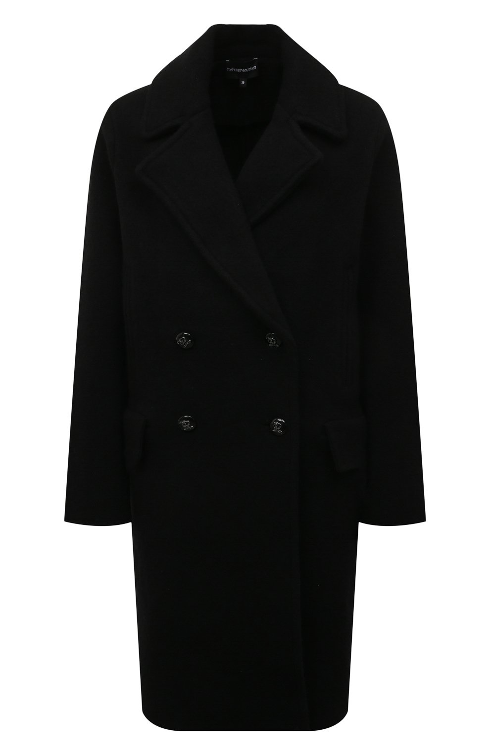 Пальто из шерсти и хлопка EMPORIO ARMANI черного цвета по цене 61900 руб., арт. 6L2LT2/2M06Z, фото 1 Пальто из шерсти и хлопка EMPORIO ARMANI, арт. 6L2LT2/2M06Z, фото 1