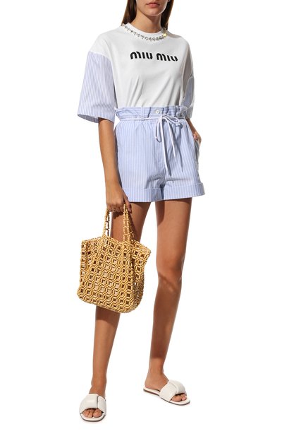 Кожаные шлепанцы MIU MIU белого цвета по цене 70000 руб., арт. 5XX546-LYB-F0009-005, фото 2 Кожаные шлепанцы MIU MIU, арт. 5XX546-LYB-F0009-005, фото 2