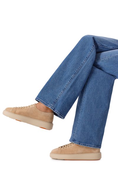 Замшевые кеды SANTONI бежевого цвета по цене 93150 руб., арт. WBCG61322NATCT0Y, фото 2 Замшевые кеды SANTONI, арт. WBCG61322NATCT0Y, фото 2