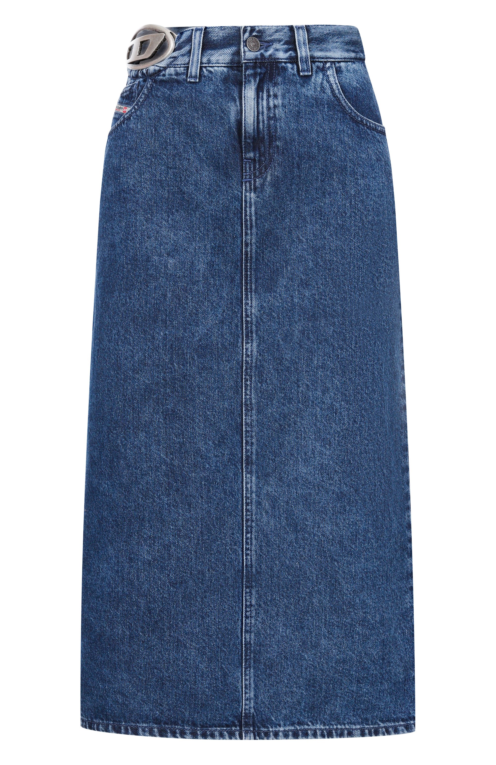 Джинсовая юбка de-skye DIESEL синего цвета по цене 36450 руб., арт. A21716/0ADCD, фото 1 Джинсовая юбка de-skye DIESEL, арт. A21716/0ADCD, фото 1