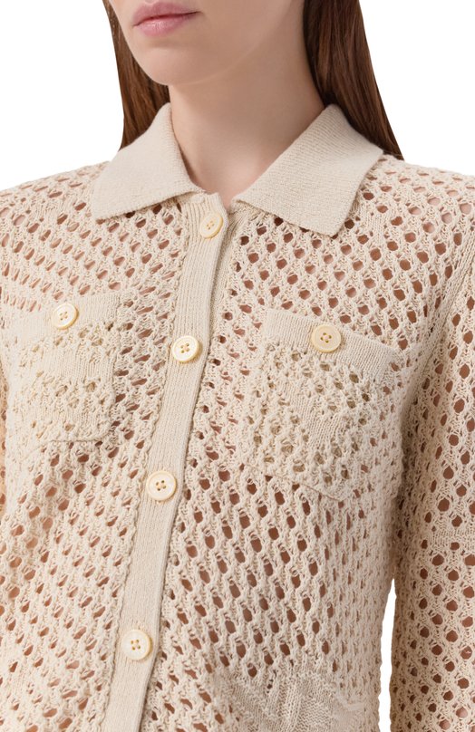 Кардиган изо льна и хлопка Zadig and Voltaire KWCA01672 Кремовый  KWCA01672 Фото 5
