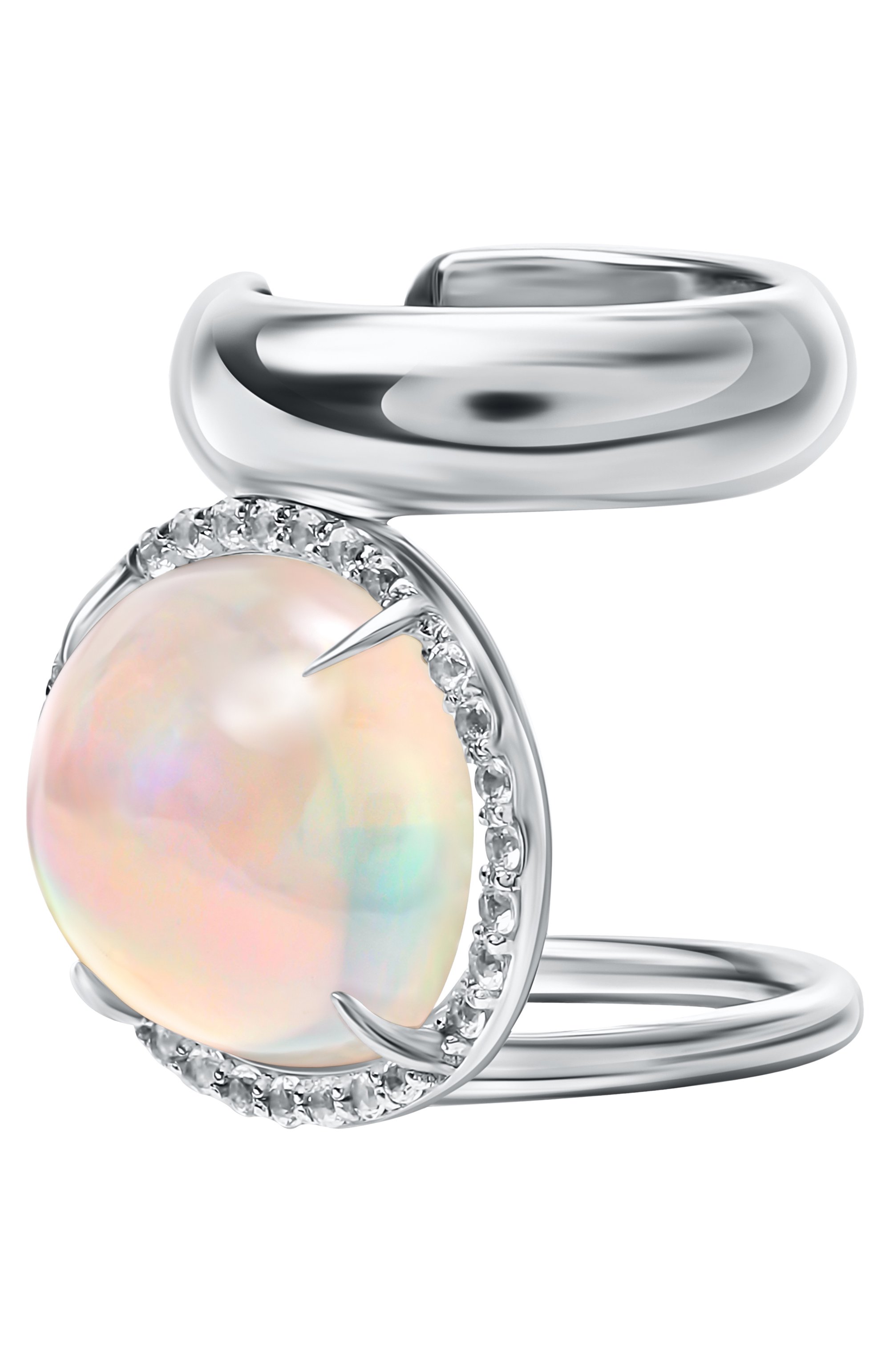 Кафф с опалом и топазами MOONKA серебряного цвета по цене 27300 руб., арт. OPL-925SL-CF00-OPL, фото 3 Кафф с опалом и топазами MOONKA, арт. OPL-925SL-CF00-OPL, фото 3