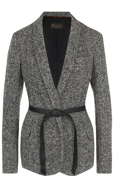 Женский жакет из смеси кашемира и шерсти с кожаным поясом LORO PIANA, арт. FAI1998