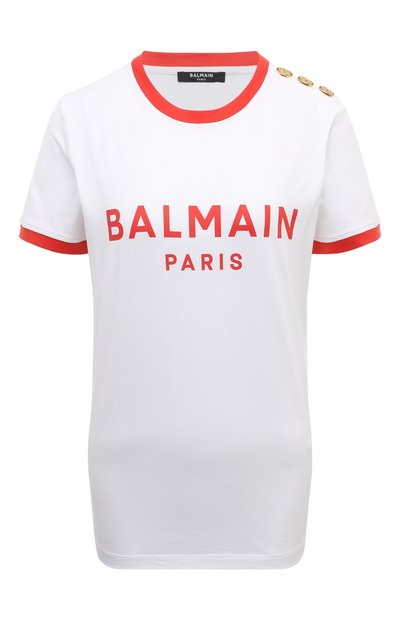 Женская хлопковая футболка BALMAIN, арт. CF1EF006/BB02