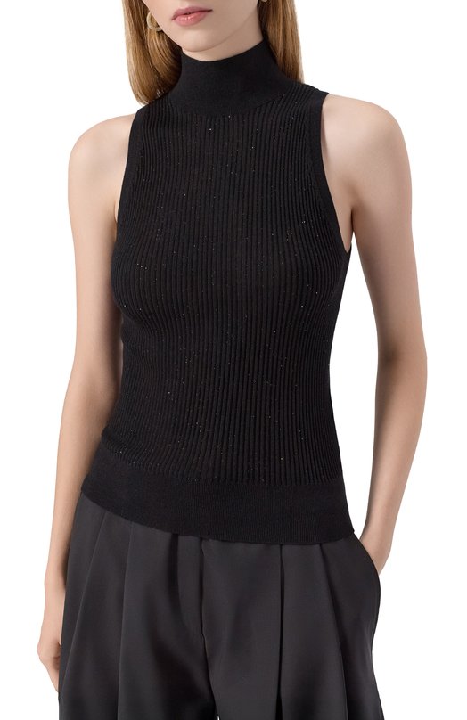 Топ из шелка и шерсти Max Mara Studio CAMP0S Чёрный  CAMP0S Фото 3