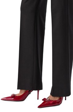 Женские лакированные туфли gianni ribbon 85 VERSACE красного цвета, арт. 1013717/1A08983 | Фото 3 (Материал внутренний: Натуральная кожа; Драгоценные камни: Проставлено; Каблук высота: Высокий; Материал сплава: Проставлено; Материал внешний: Натуральная кожа; Подошва: Плоская; Женское Кросс-КТ: Слингбэки; Каблук тип: Шпилька)