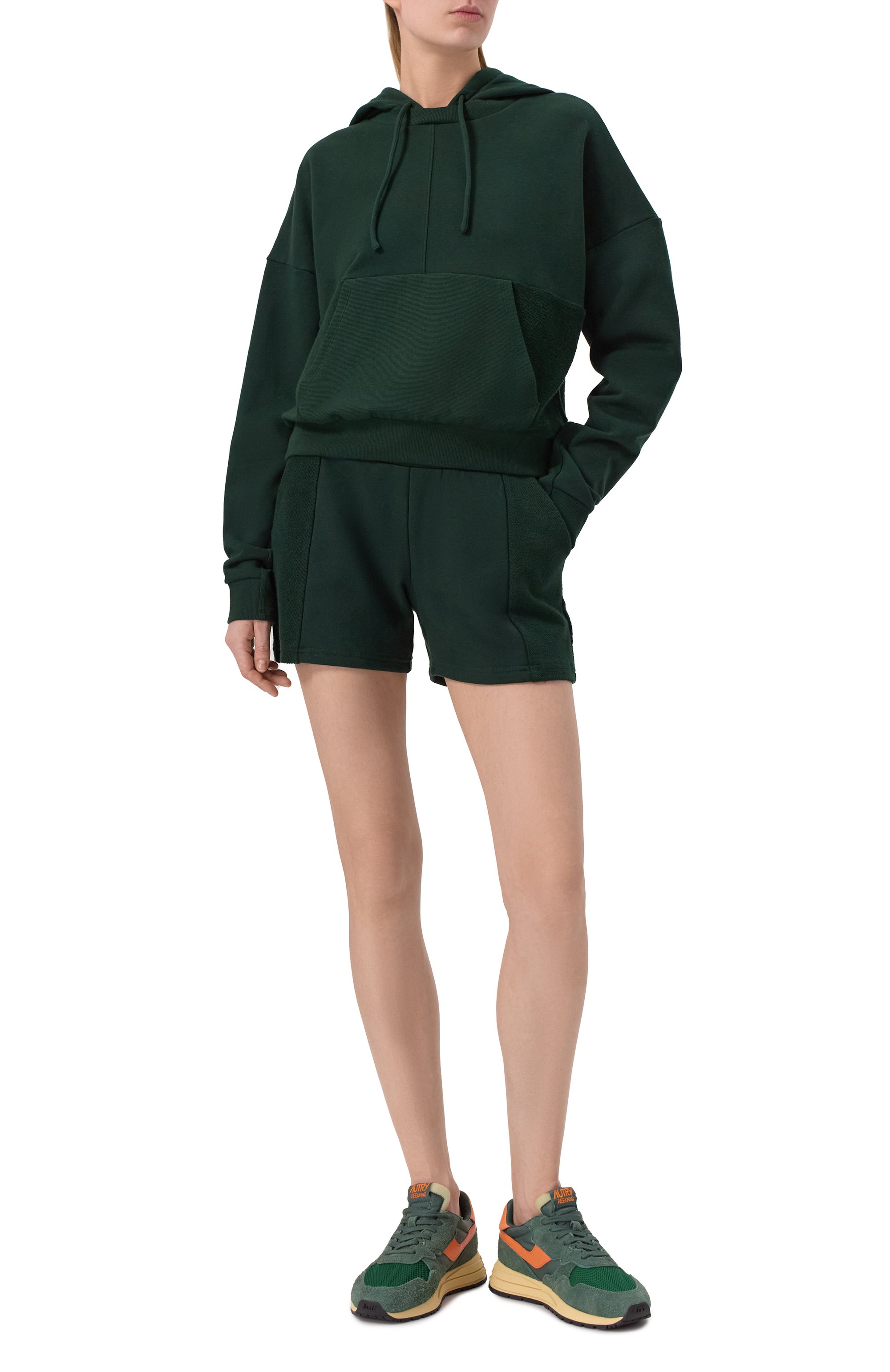 Хлопковое худи ALO YOGA темно-зеленого цвета по цене 22350 руб., арт. W3429R, фото 2 Хлопковое худи ALO YOGA, арт. W3429R, фото 2