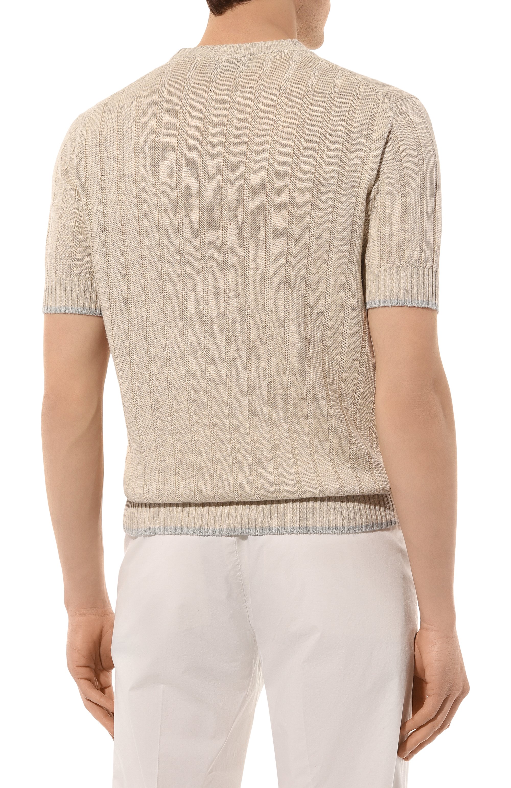 Джемпер изо льна и хлопка BRUNELLO CUCINELLI бежевого цвета по цене 116000 руб., арт. M2L70B2273, фото 4 Джемпер изо льна и хлопка BRUNELLO CUCINELLI, арт. M2L70B2273, фото 4