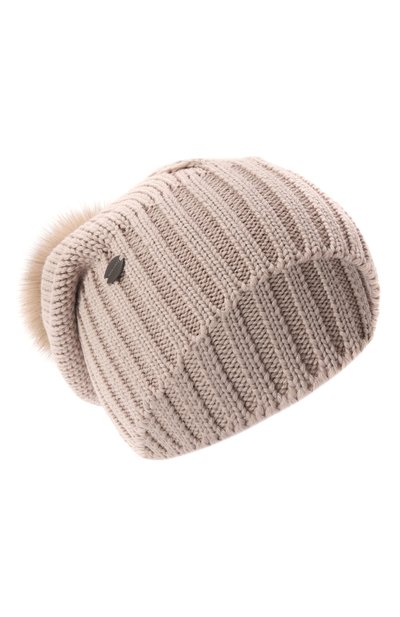 Шапка с меховой отделкой BLACK SABLE бежевого цвета по цене 57000 руб., арт. BS-24017, фото 1 Шапка с меховой отделкой BLACK SABLE, арт. BS-24017, фото 1