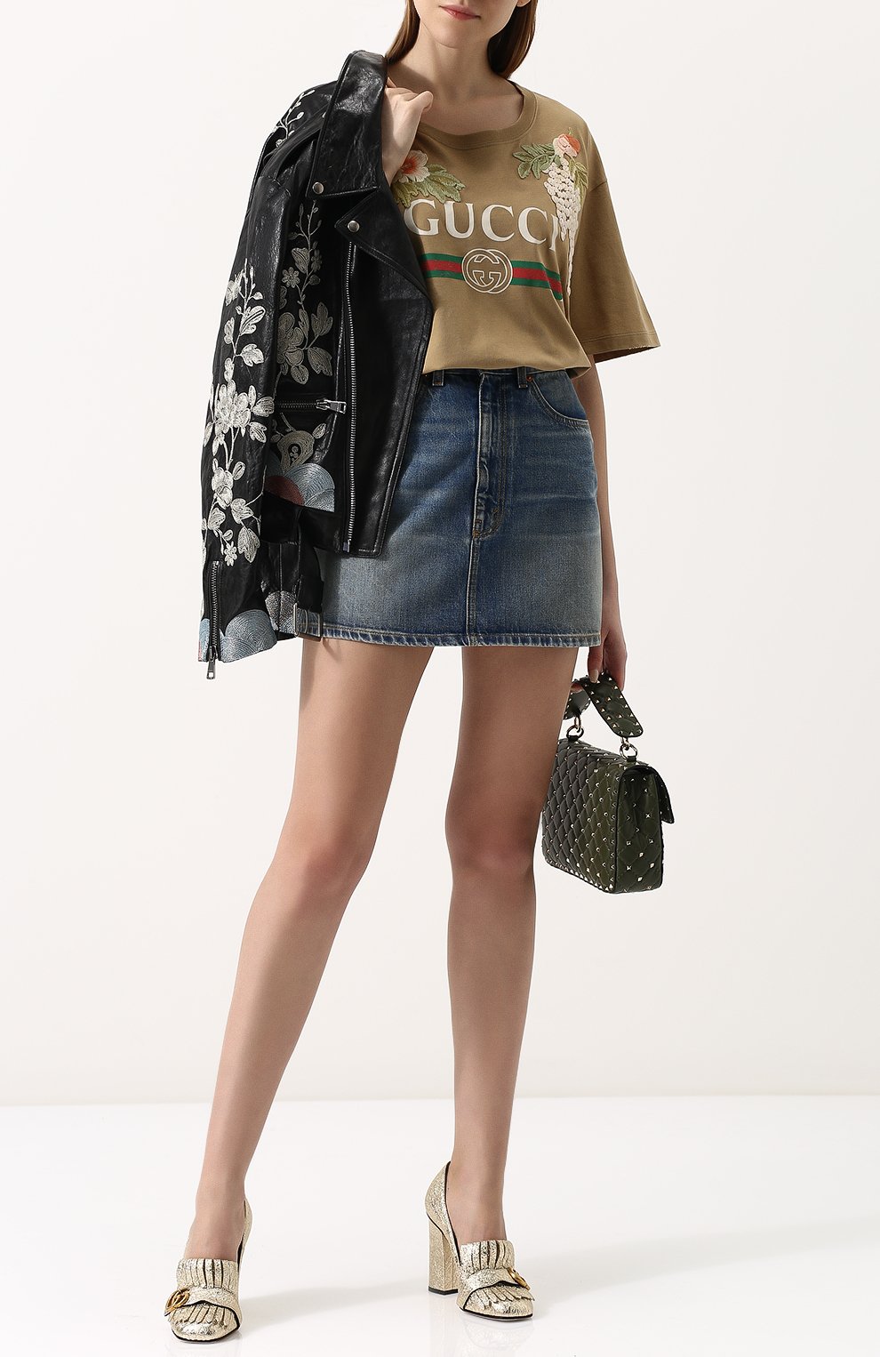 Хлопковая футболка свободного кроя с логотипом бренда GUCCI, арт. 492347/X3L13, фото 2