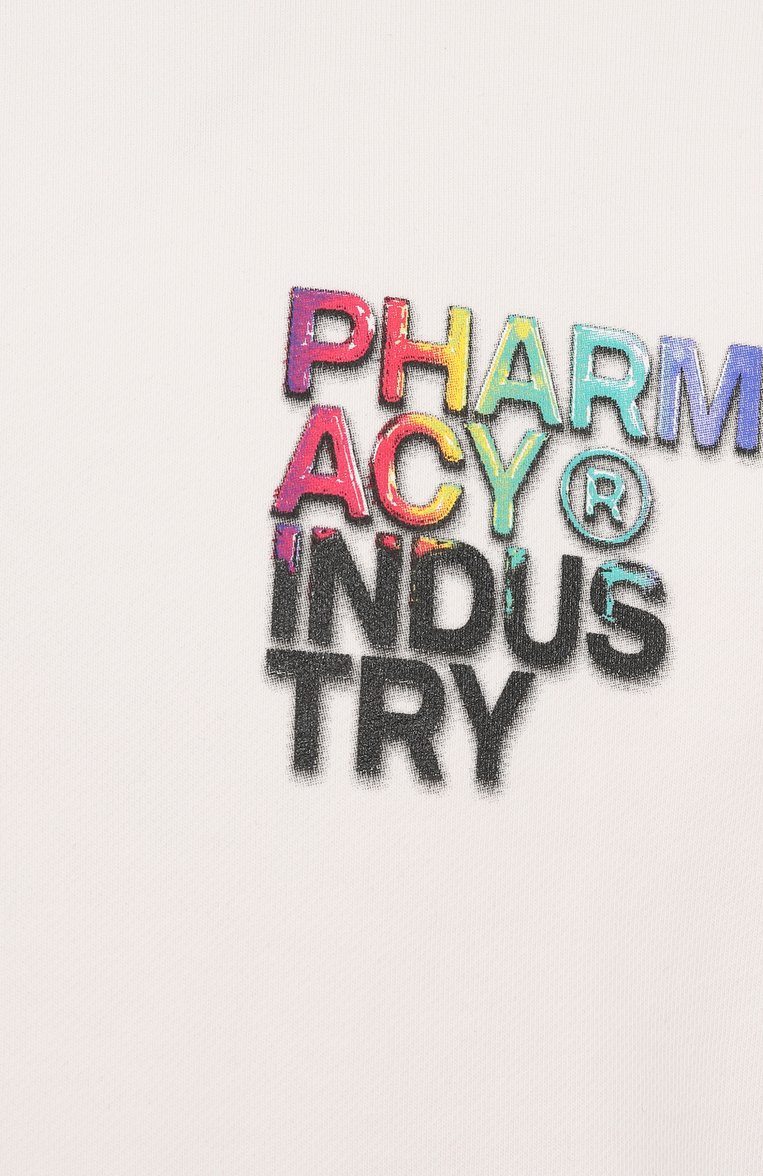 Мужской хлопковое худи PHARMACY INDUSTRY белого цвета, арт. PHABM00217 | Фото 6 (Материал внешний: Хлопок, Синтетический материал; Длина (для топов): Стандартные; Рукава: Длинные; Мужское Кросс-КТ: Худи-одежда; Принт: С принтом; Стили: Спорт-шик)