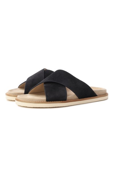 Мужские замшевые шлепанцы cross-over BRUNELLO CUCINELLI, арт. MZUSILY327