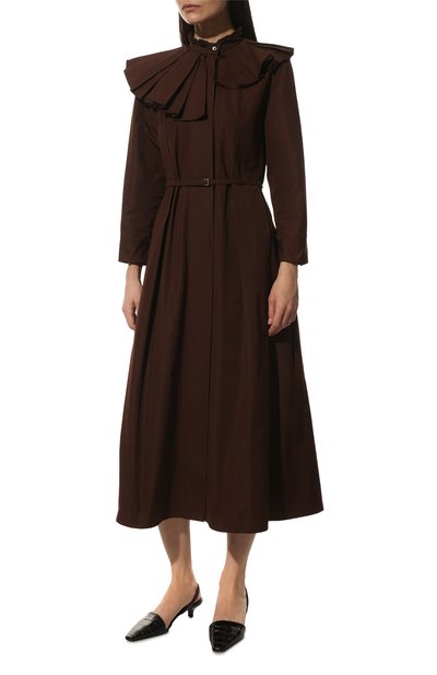 Хлопковое платье JIL SANDER темно-коричневого цвета по цене 157000 руб., арт. JSPT502905-WT244200, фото 3 Хлопковое платье JIL SANDER, арт. JSPT502905-WT244200, фото 3