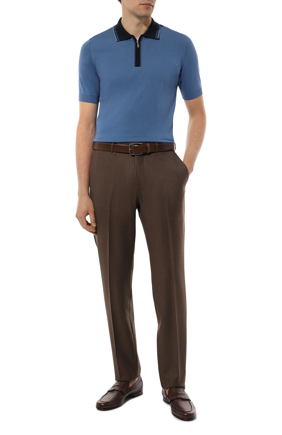 Поло из хлопка и шелка ZILLI синего цвета по цене 104500 руб., арт. KZP002M0142VUC000M, фото 2 Поло из хлопка и шелка ZILLI, арт. KZP002M0142VUC000M, фото 2