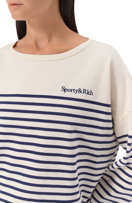 Хлопковый пуловер Sporty and Rich T0035508300ST14 Кремовый  T0035508300ST14 Фото 5