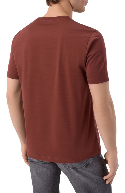 Хлопковая футболка Corneliani 25G500-2525000 Бордовый  25G500-2525000 Фото 4