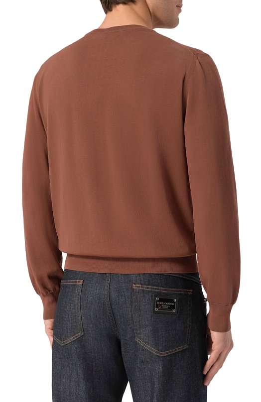 Хлопковый джемпер Canali C0012/MK02459 Коричневый  C0012/MK02459 Фото 4