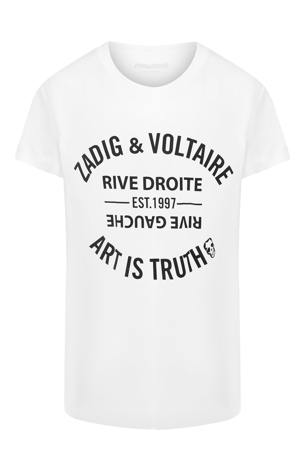 Хлопковая футболка ZADIG AND VOLTAIRE белого цвета по цене 6995 руб., арт. PWGTR1802F, фото 1 Хлопковая футболка ZADIG AND VOLTAIRE, арт. PWGTR1802F, фото 1