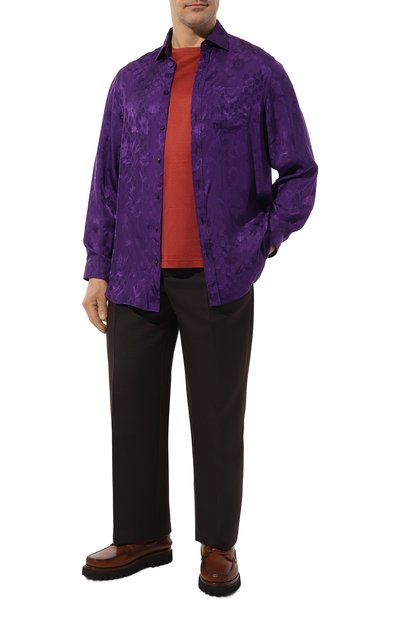 Рубашка из вискозы GUCCI фиолетового цвета по цене 122400 руб., арт. 587297 ZAA61, фото 2 Рубашка из вискозы GUCCI, арт. 587297 ZAA61, фото 2