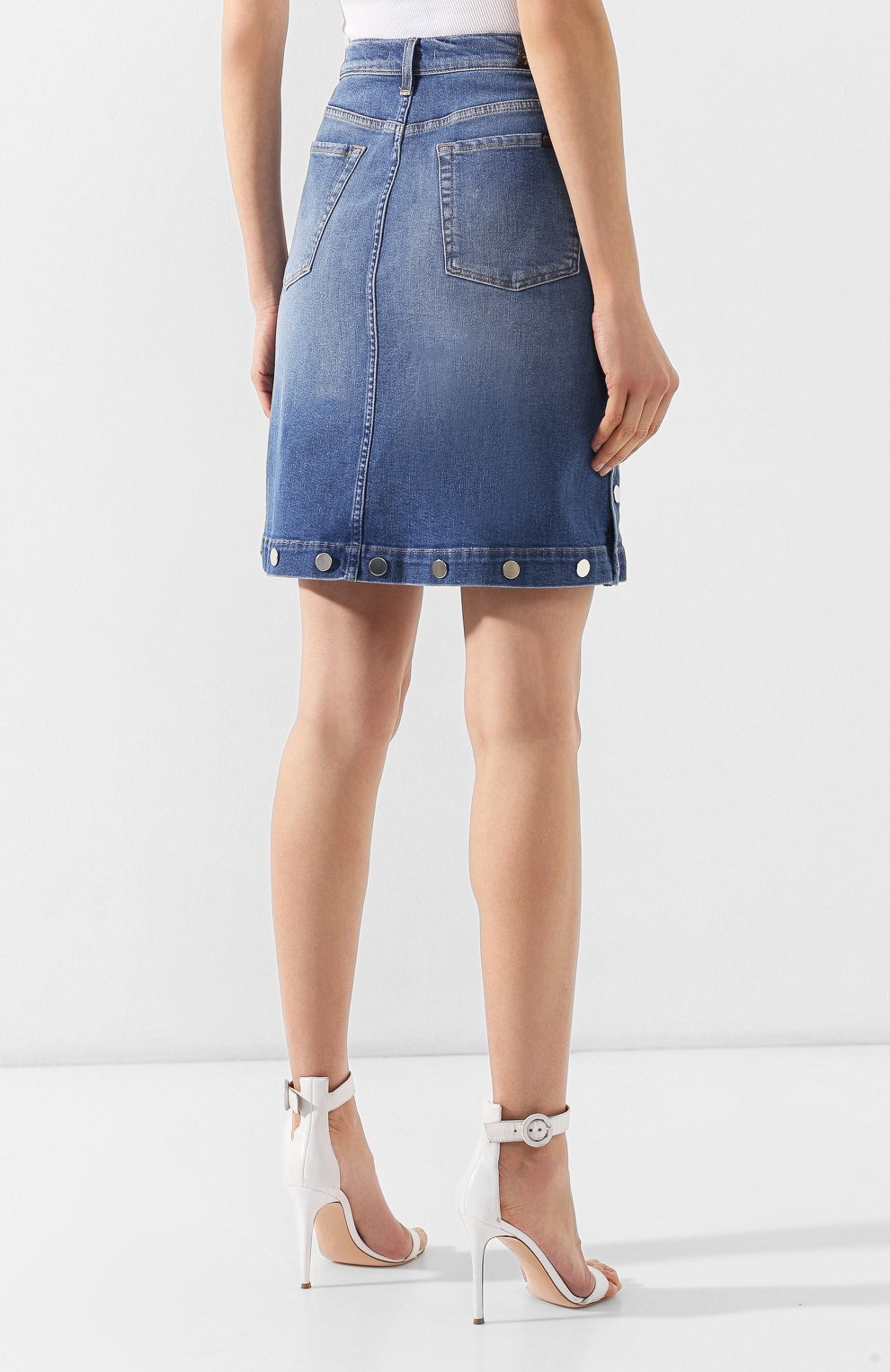 Джинсовая юбка 7 FOR ALL MANKIND синего цвета по цене 29950 руб., арт. JSLQR84CFX, фото 4 Джинсовая юбка 7 FOR ALL MANKIND, арт. JSLQR84CFX, фото 4